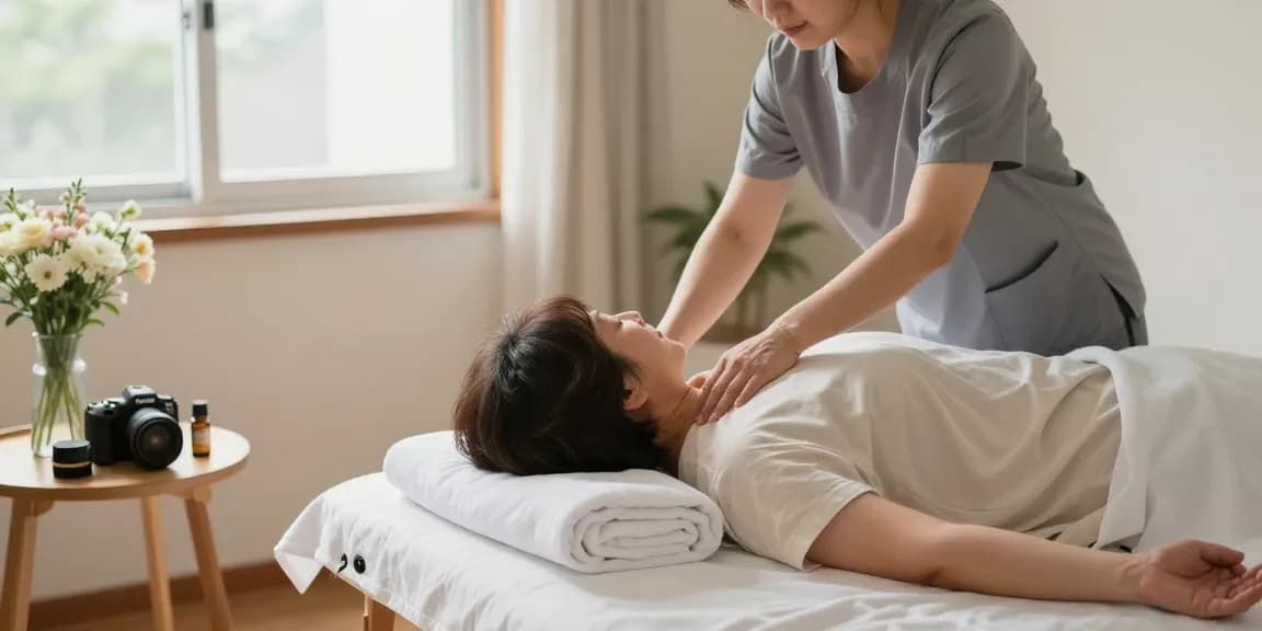중랑구출장마사지 service in a serene home setting, emphasizing relaxation and comfort.