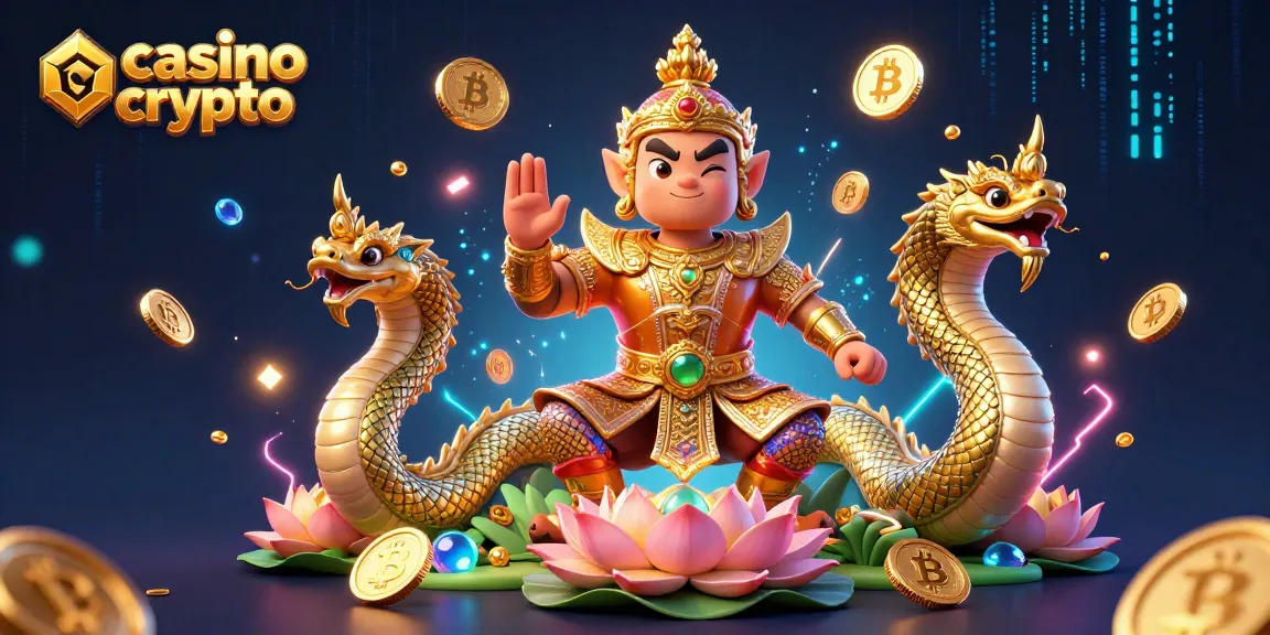 Vincere ai casino crypto con simboli Bitcoin e Ethereum mentre il guardiano in armatura dorata sorride