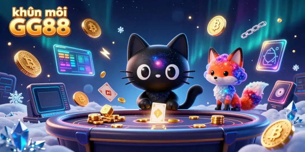 Engage with the khuyến mãi GG88 experience featuring 3D animated characters at a vibrant cosmic casino.