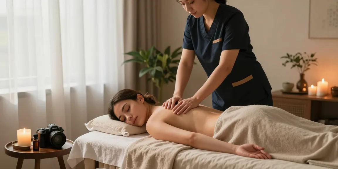 Experience premium 잠실출장마사지 in a tranquil home setting, showcasing a therapist delivering relaxation and comfort.