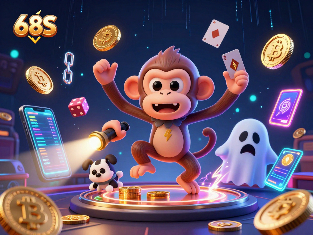 68S apresenta um cassino assombrado com um macaco poltergeist e um filhote rastreador, repleto de moedas e cartas.