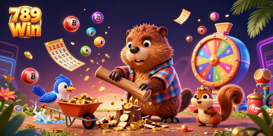 Experience 789 Win with exciting lottery elements and animated characters in a vibrant illustration.