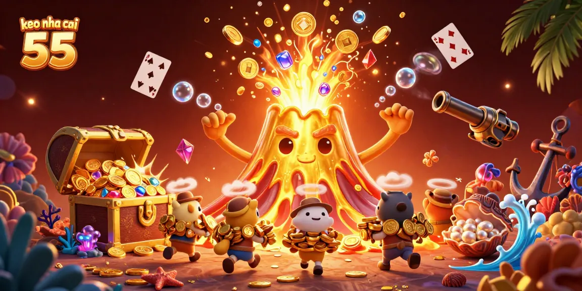 Experience the excitement of keo nha cai 55 with a vibrant casino-themed 3D illustration.