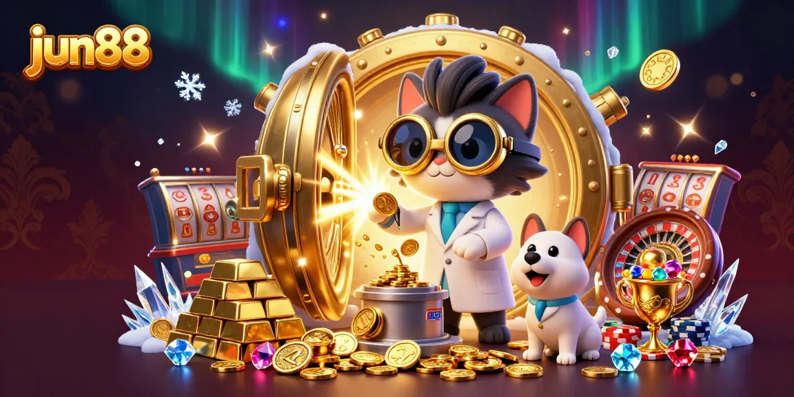 Experience the excitement of gambling at jun88 with a vibrant casino scene showcasing riches and fun.