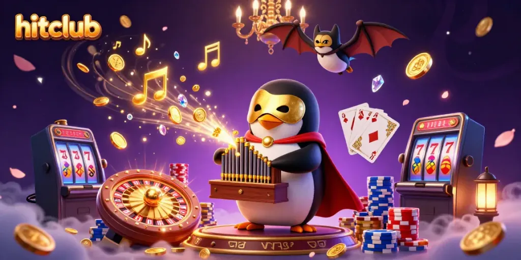 Experience casino excitement with hitclub's golden coin shower and dynamic gambling elements.
