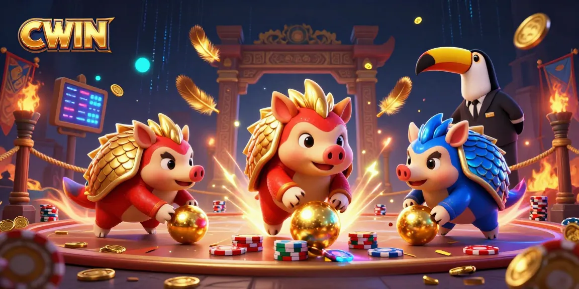 CWIN empowers players with thrilling animated pangolin showdown in a vibrant casino adventure.