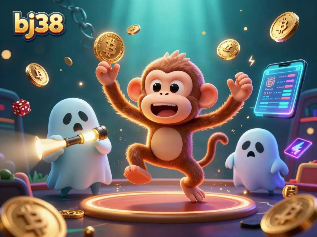 Engage with bj38's thrilling haunted casino adventure featuring a playful poltergeist monkey.