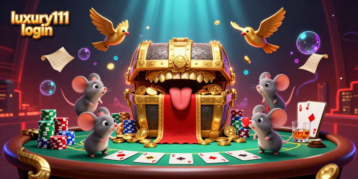 Engage in the luxury111 login experience with gold coins, poker chips, and premium casino elements.