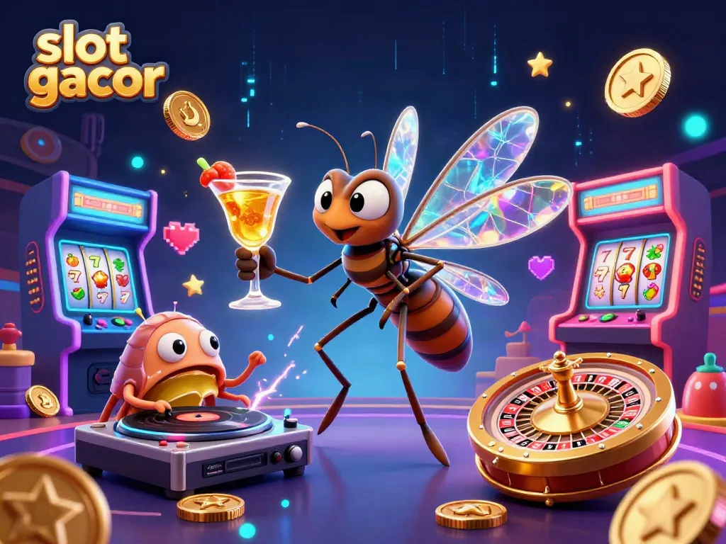 Engage with slot gacor themes through a vibrant 3D casino digital illustration.