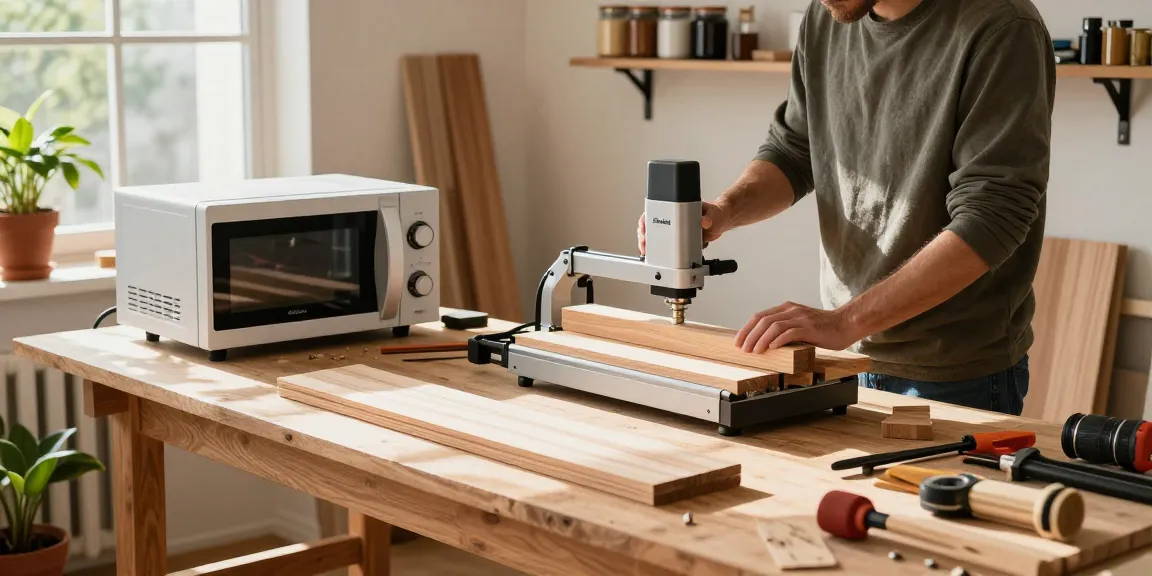 Shashel equipment in a home workshop, effective wood processing demonstration.