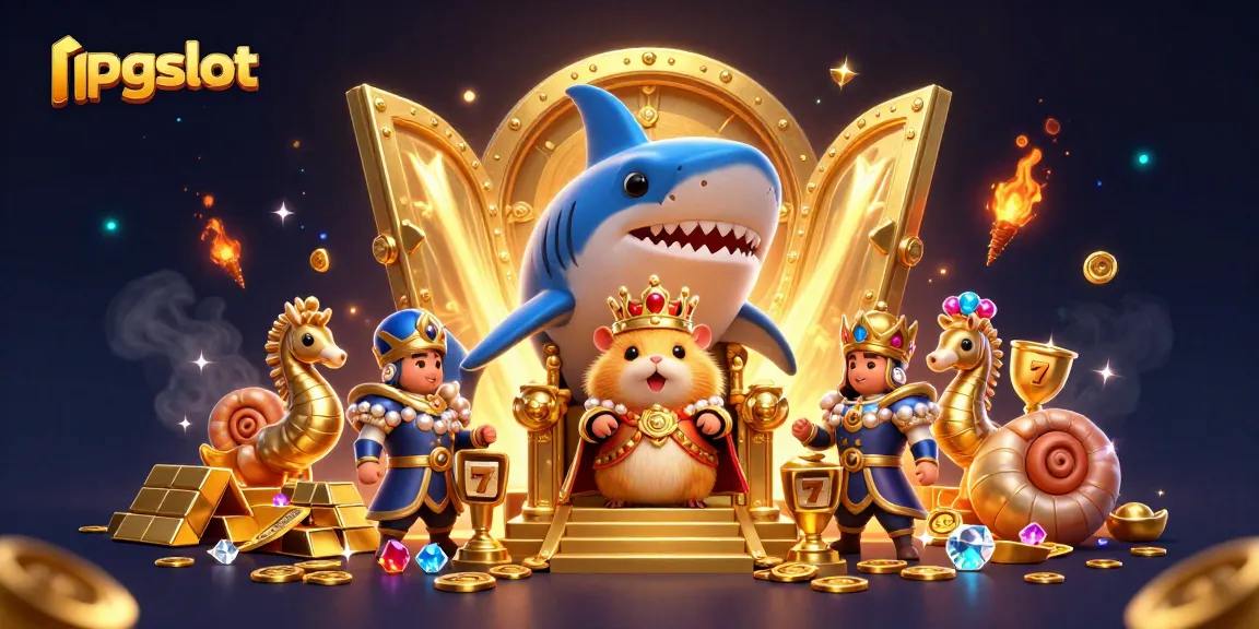 Spin the pgslot reels with the fierce golden hamster king amidst treasure riches.