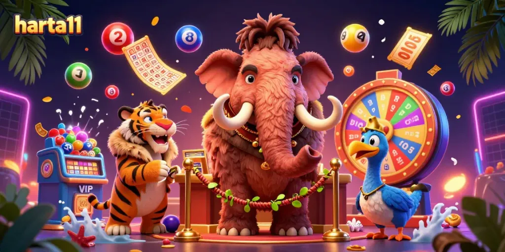 Play harta11 with vibrant lottery balls and immersive casino atmosphere in this engaging illustration.