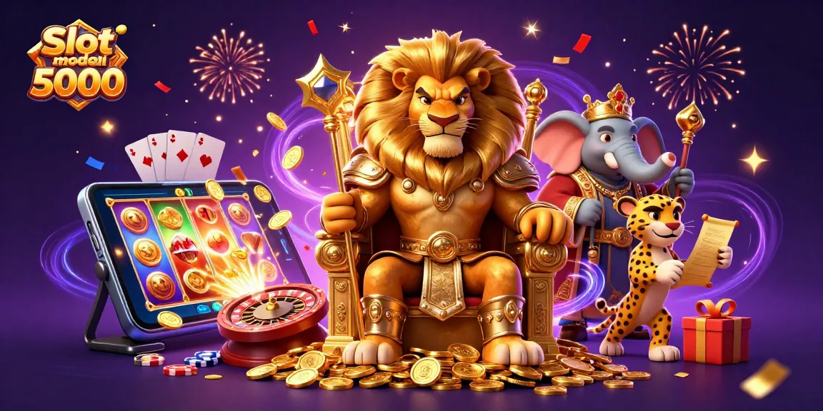 Mainkan Slot modal 5000 dengan sensasi jackpot di hadapan singa bermahkota emas