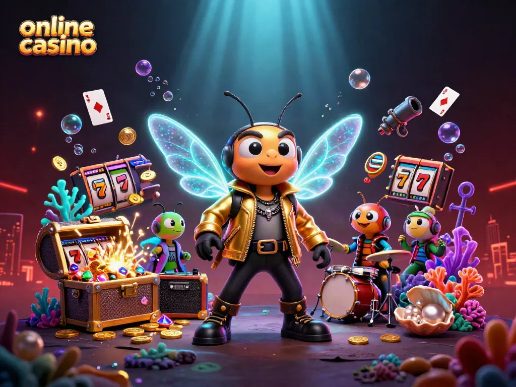 Experience the excitement of an online casino with vibrant characters and dynamic gaming elements.