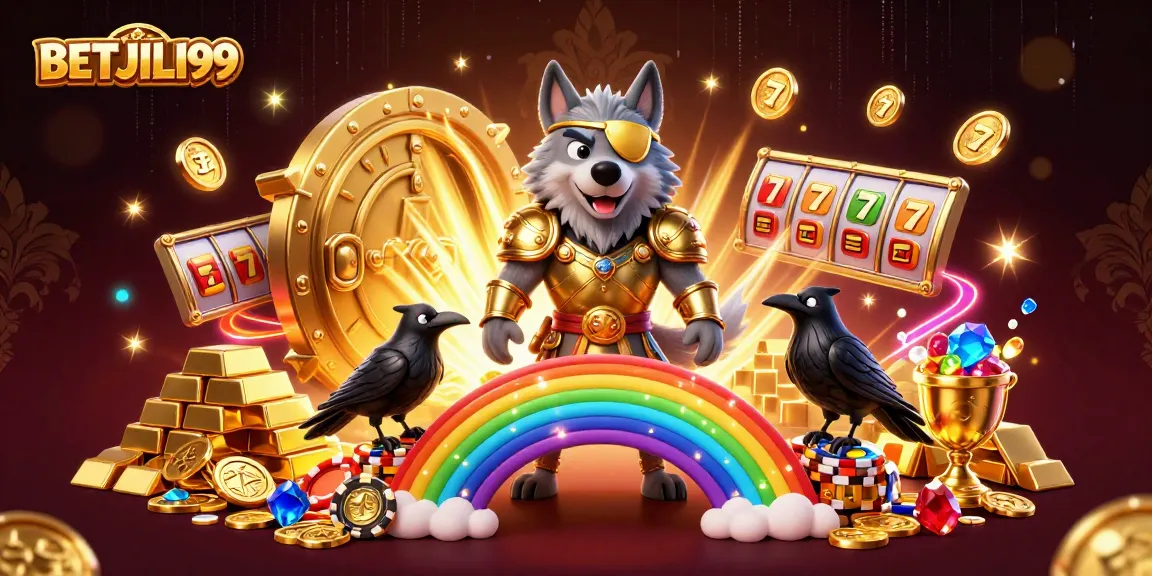 Experience BETJILI99's thrilling gaming atmosphere with rich casino elements and vibrant Norse characters.