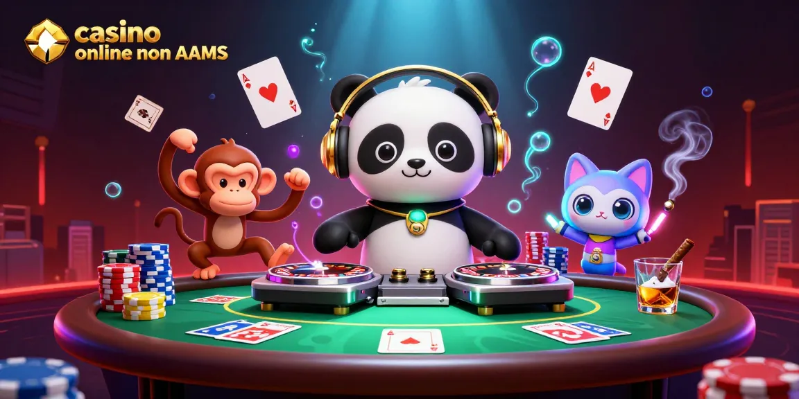 Giocare nel casino online non AAMS con un panda DJ e un'atmosfera di festa vibrante.
