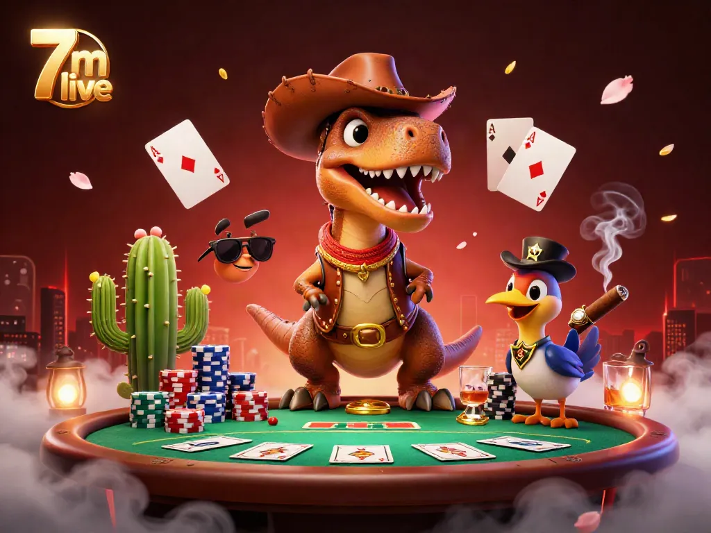 Engage with 7m live in an exciting 3D scene featuring dynamic poker elements.