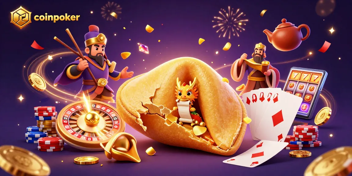 CoinPoker offre un monde ludique avec des dragons, des jetons dorés, et des cartes gagnantes.