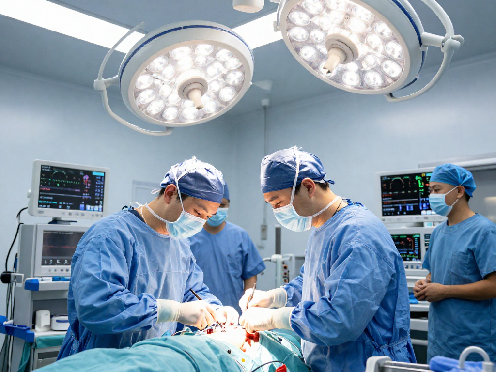 Bel kayması ameliyatı in progress with a skilled surgeon and surgical team in a modern operating room.