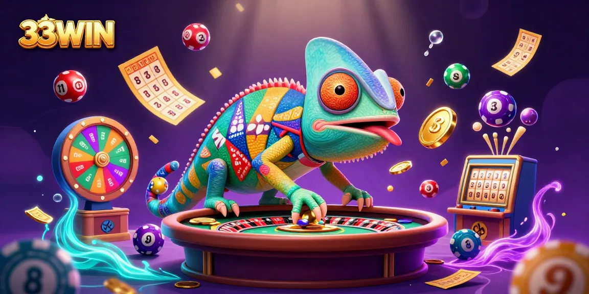 Play and win with 33WIN in a vibrant casino world filled with lively characters and exciting elements.