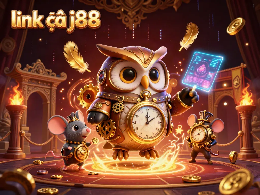Engage with link vào j88 through vibrant casino elements and animated characters in 3D illustration.