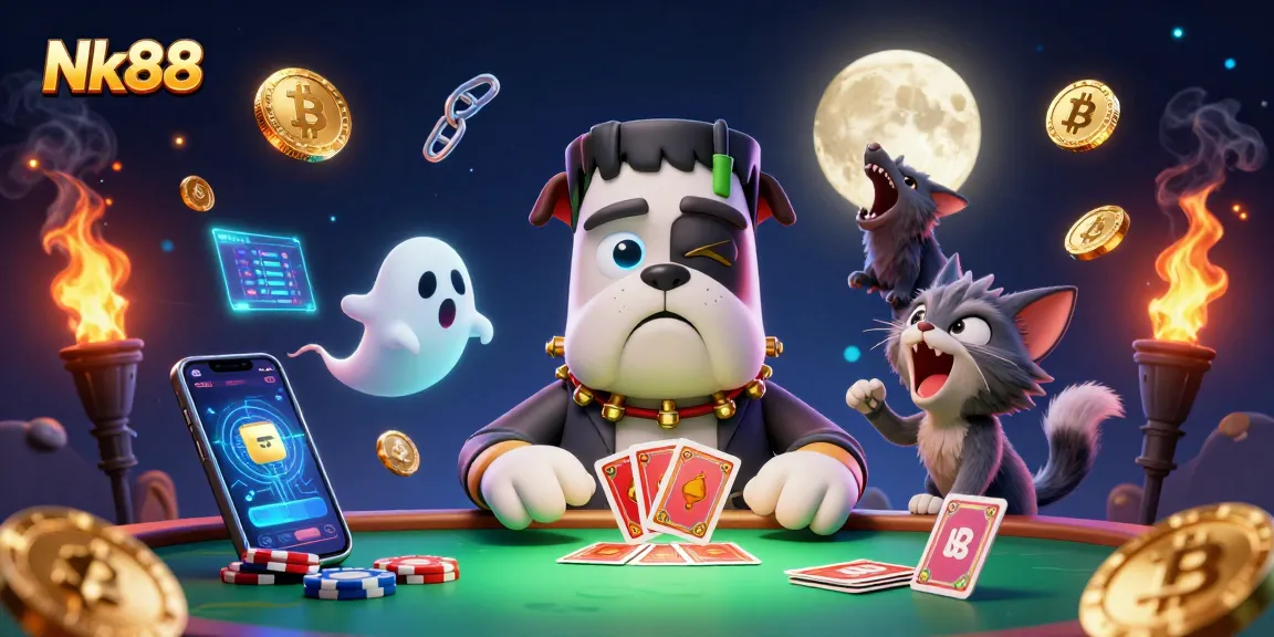 Nk88 brings excitement to the casino with a unique Frankenbulldog dealer and cute ghost mouse.