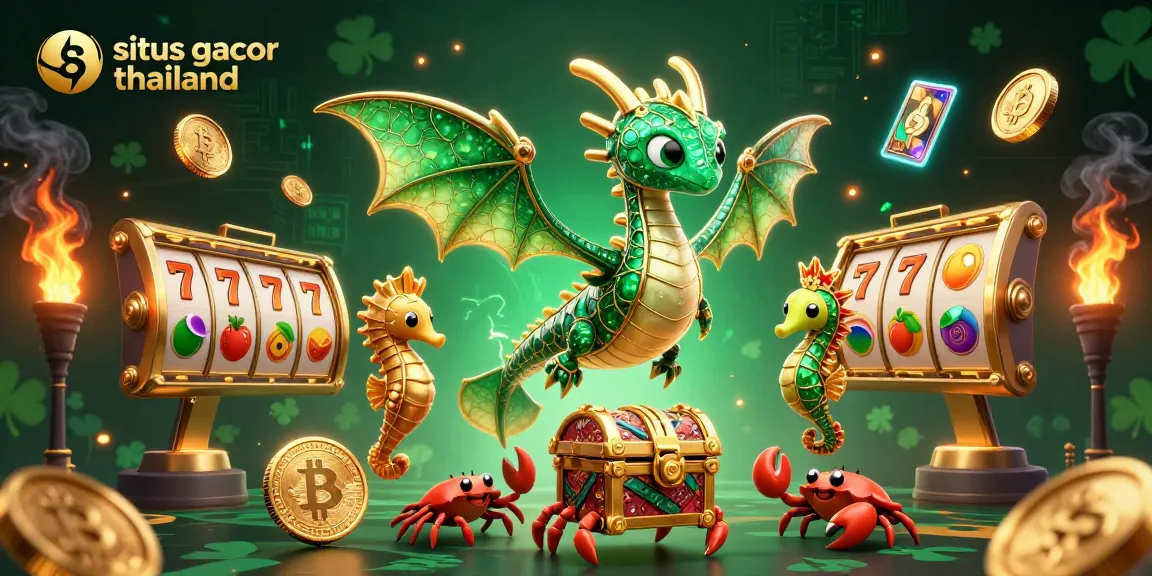 Situs gacor thailand theme with vibrant 3D sea dragon and crypto elements, showcasing rich casino imagery and dynamics.