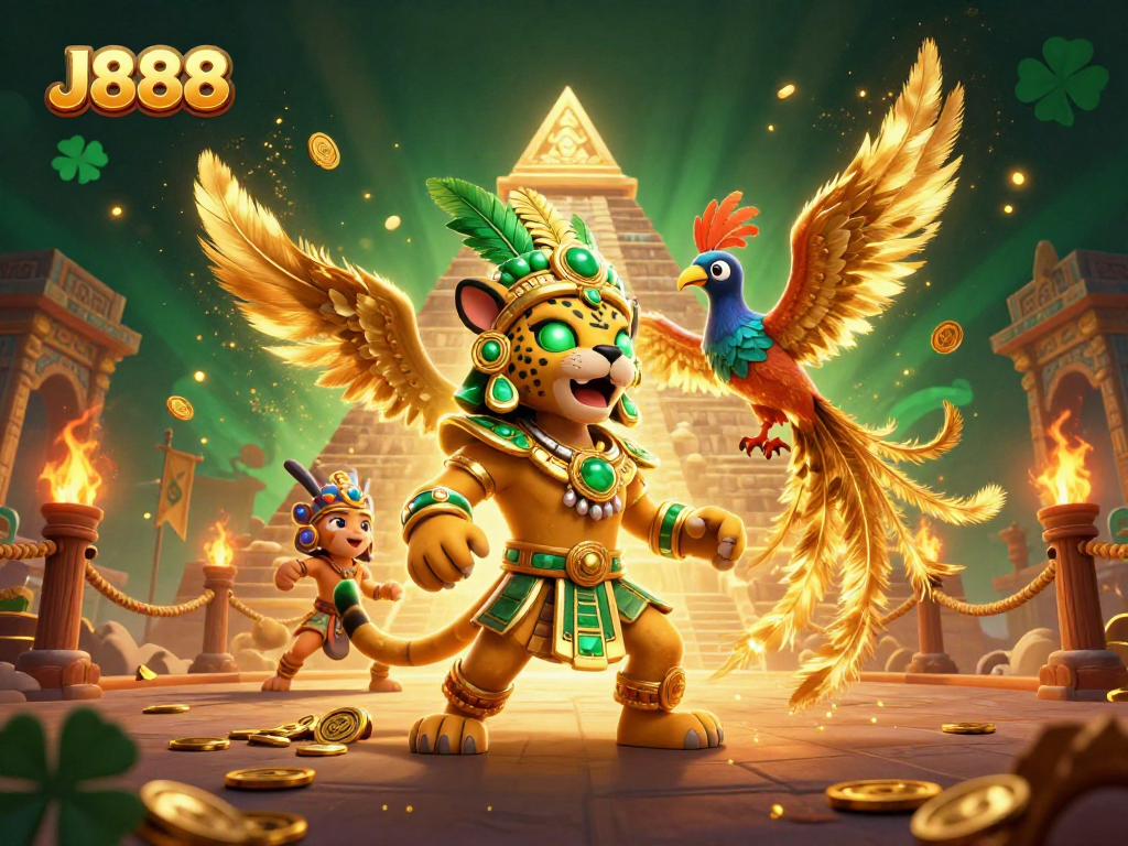 Engage with thrilling gaming action at J888 with a vibrant 3D casino scene.