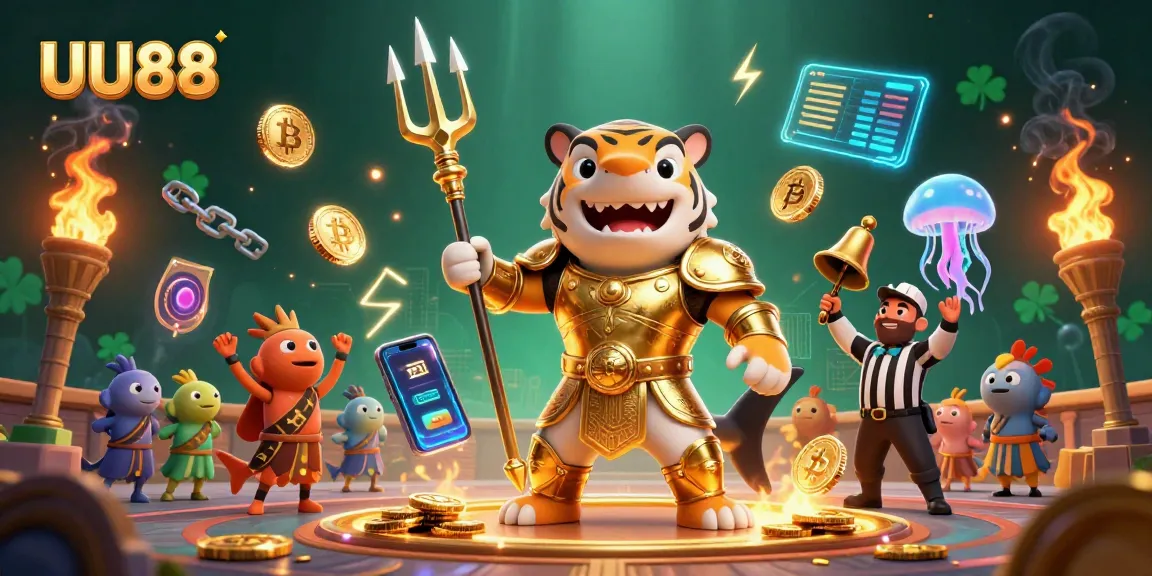 Experience thrilling gameplay at UU88 as the tiger shark in gladiator armor rules the underwater casino arena.