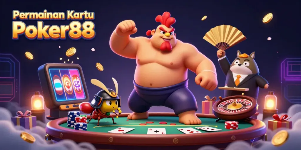 Experience thrilling Permainan Kartu Poker88 with engaging poker action and vibrant casino visuals.