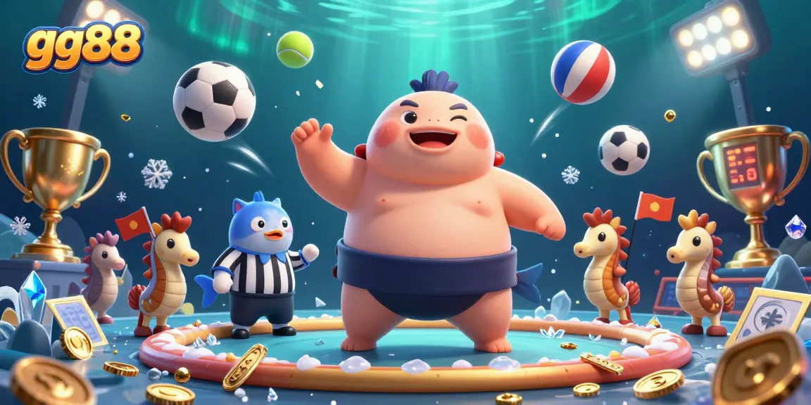 Win big with gg88 at an ultra-detailed casino scene featuring a fluffy fugu as the star athlete.