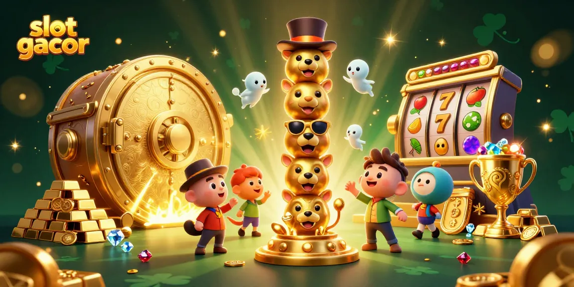 Permainan slot gacor yang menggoda dengan gulungan slot berkilauan dan harta karun menarik.