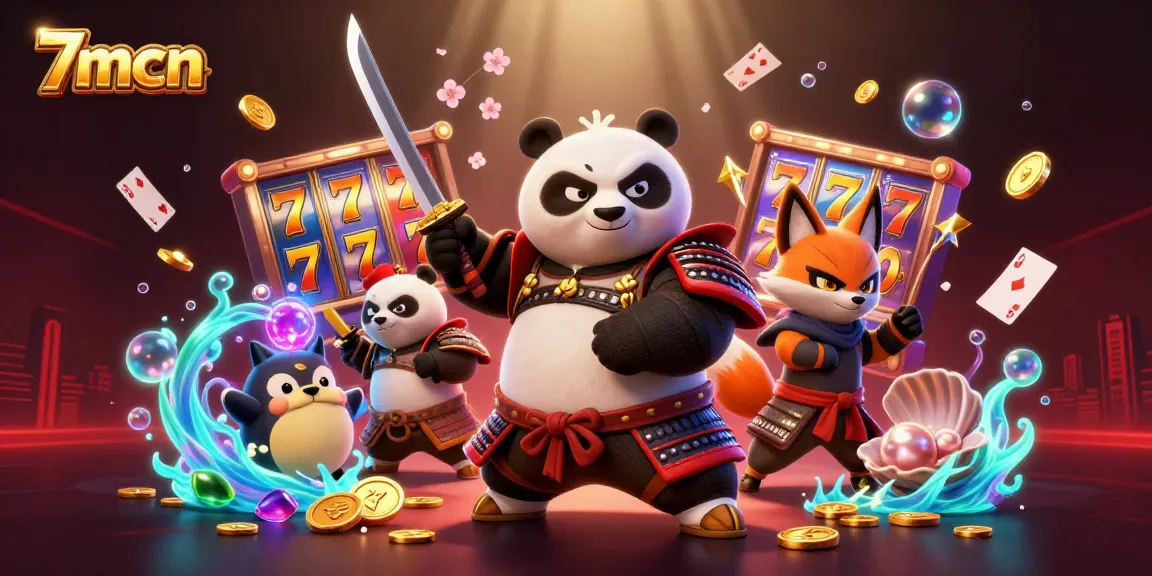Experience the excitement of 7mcn with engaging slot games in this vibrant illustration