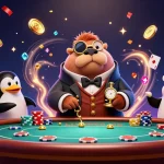 Download TikTok video featuring a jovial walrus and companions at an underwater casino table.