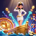 Spin to win at ao88 with a dazzling scene of golden coins and vibrant casino elements.