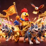 Engage with hit-club's thrilling slot adventure featuring a dynamic rooster warlord and vibrant treasures.