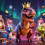 Jouez au casino en ligne France légal avec des personnages heureux qui s'amusent et des machines à sous scintillantes.