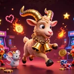 Découvrez le nouveau casino en ligne avec l'illustration d'un Krampus et un petit ange dans une ambiance festive et intrigante.