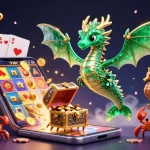 Engage with situs toto through an immersive treasure-filled 3D illustration of a sea dragon and gaming elements.