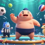 Win big with gg88 at an ultra-detailed casino scene featuring a fluffy fugu as the star athlete.