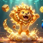 Experience high-stakes action in tk11b's vibrant, 3D illustrated casino scene with roaring lion and golden dice.
