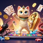 Engage with Nhà cái uy tín through a stunning casino-themed 3D illustration featuring an Egyptian mummy and casino elements.