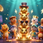 Engage with the exciting BTY6137 casino scene showcasing vibrant characters, crypto coins, and dynamic slot gaming elements.